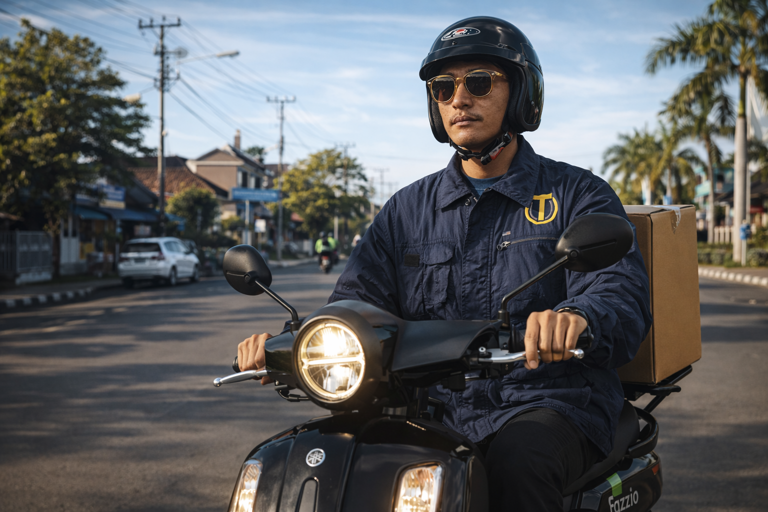 Kurir TIOR Delivery sedang mengantar paket
